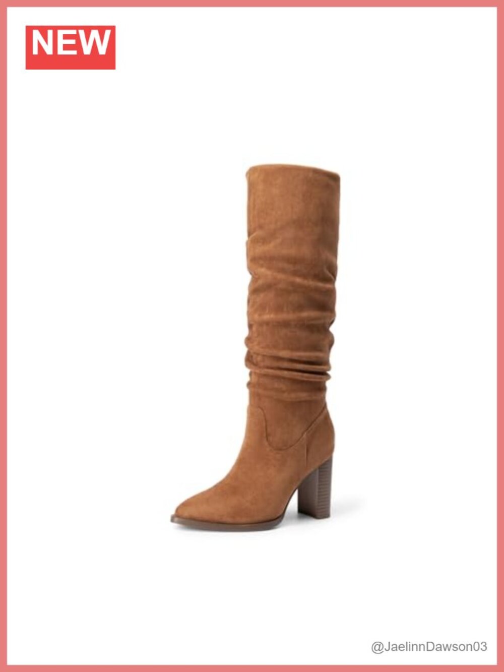 Women's Slouchy Knee High Heeled Boots Pointed Toe Faux Suede 3.54 Inch Slim
